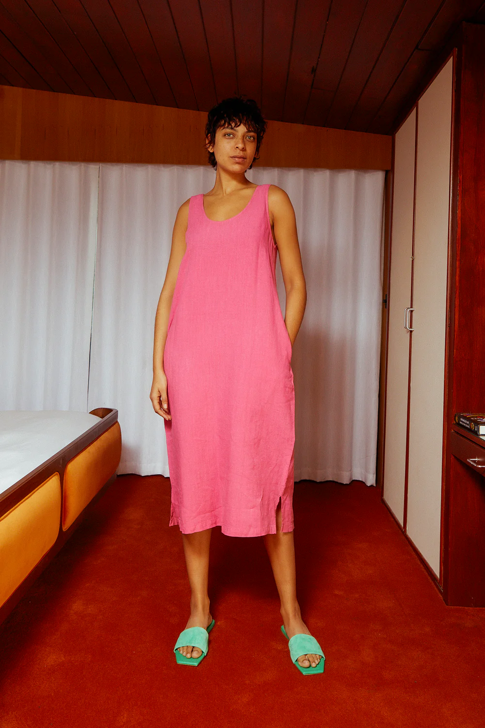 Basic Shift Dress - Fuchsia