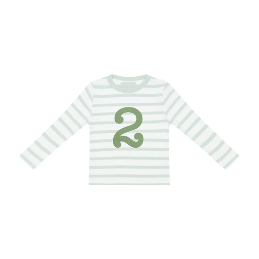 Powder Blue & White Stripe Number T-shirt
