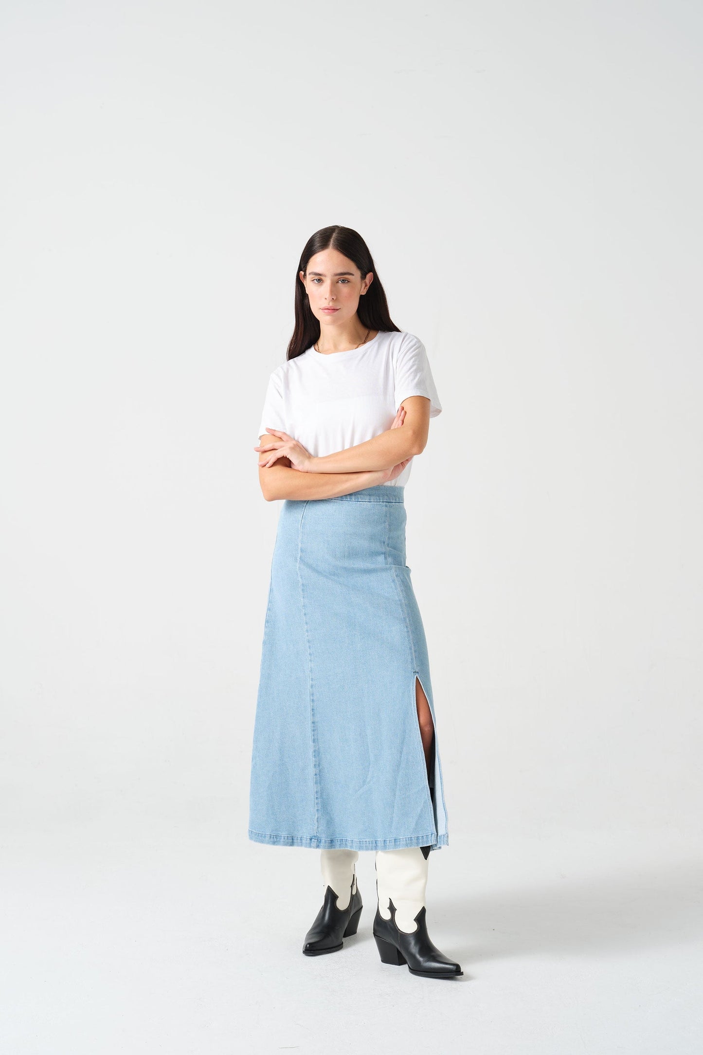 Faye Slip Skirt - Oceanic Blue