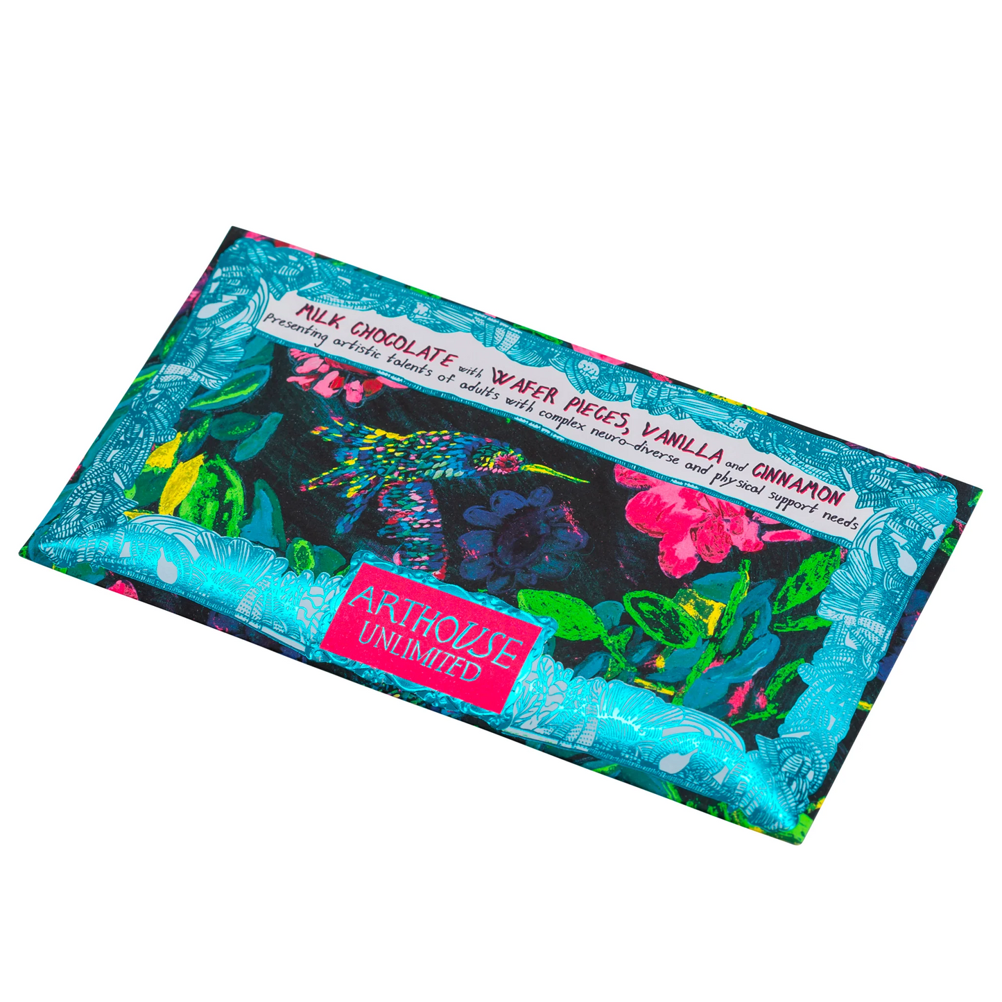 Sweet Nectar, Arthouse Milk Chocolate Bar with Wafer Pieces, Vanilla & Cinnamon