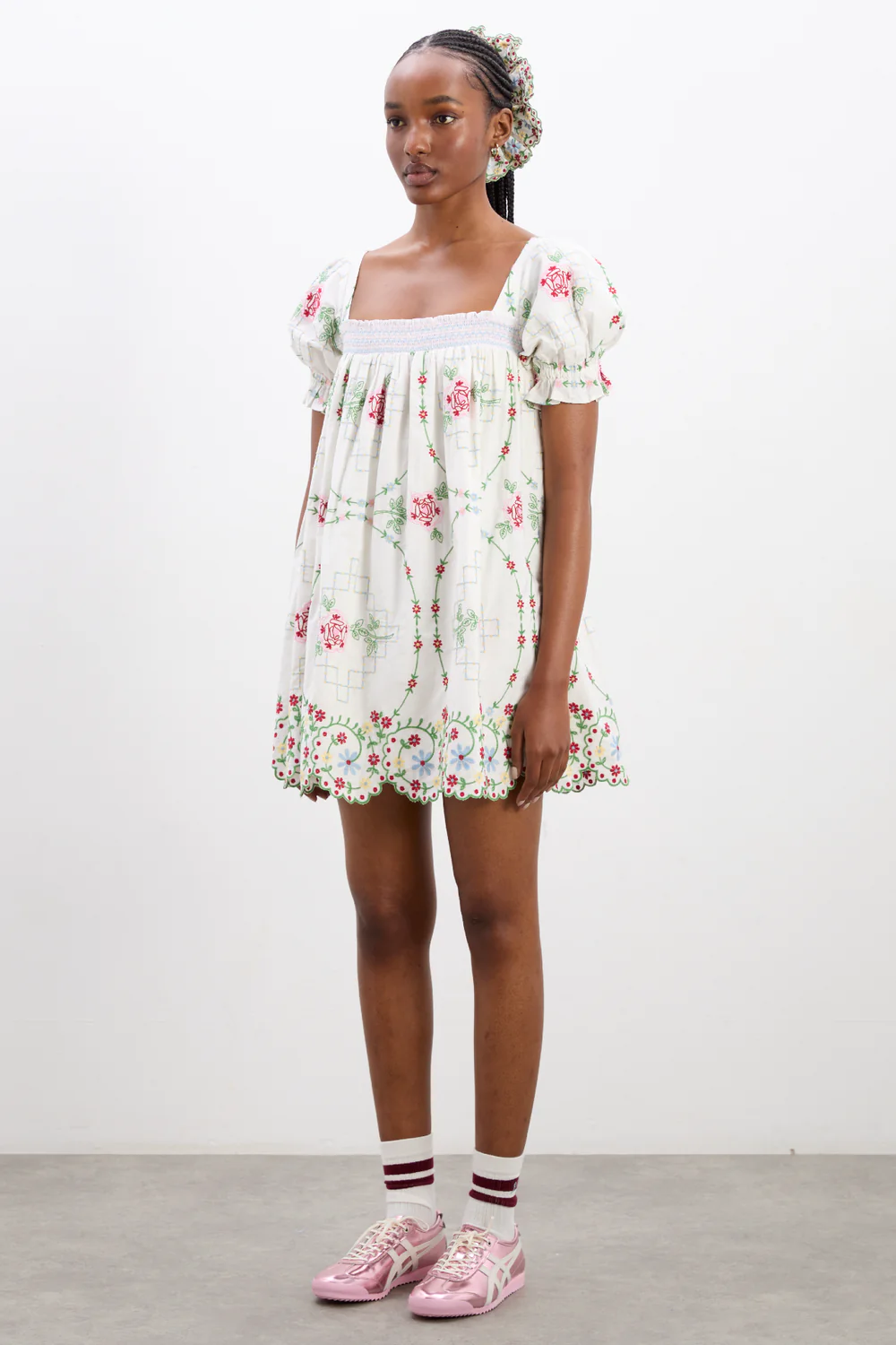 Lulu Mini Dress - Rose Embroidery
