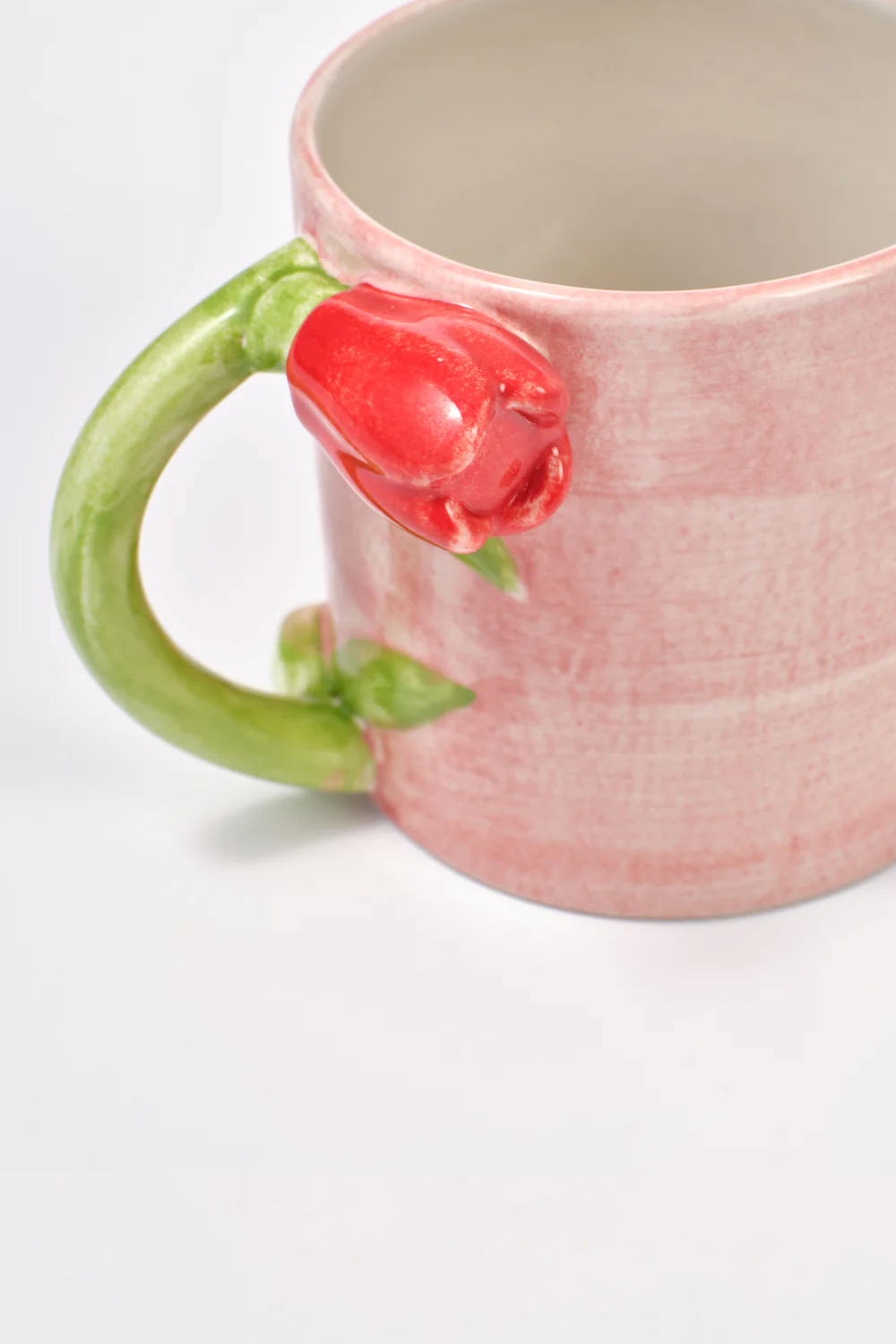 Hand Painted Tulip Handle Mug - Pink