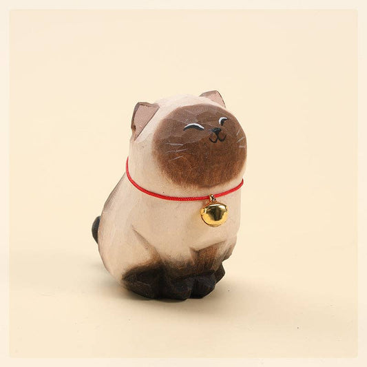 Handcrafted  Large Wooden Siamese Cat Ornament