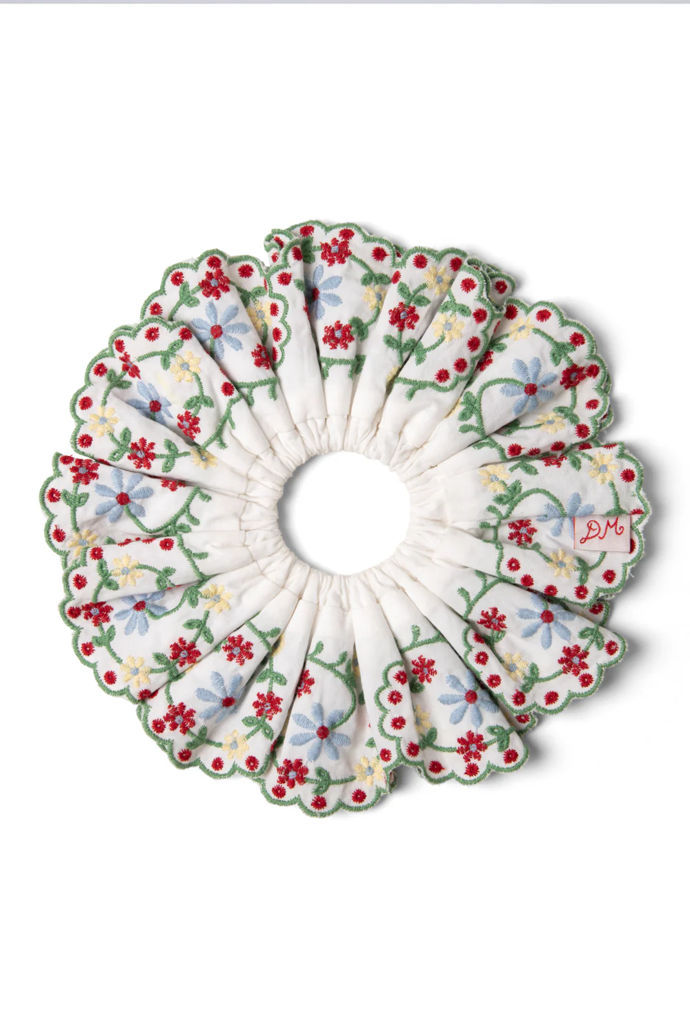 Lulu Embroidered Scrunchie - Rose Embroidery