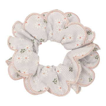 Scalloped Floral Scrunchie - Blue