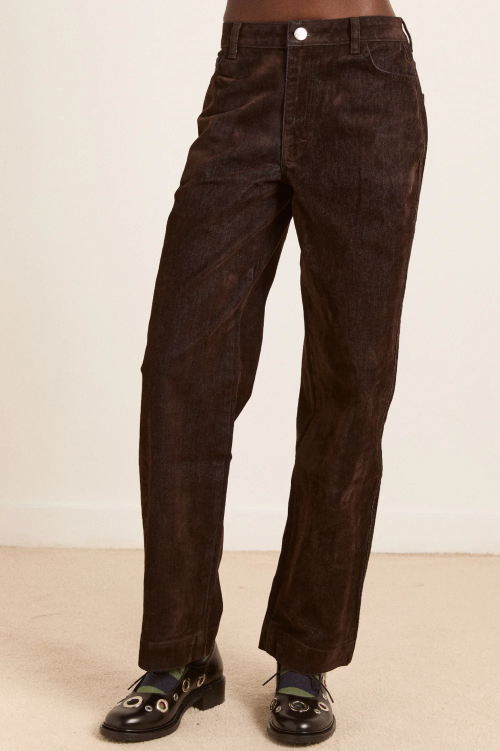 Drew Flocked Denim Jeans - Bitter Chocolate