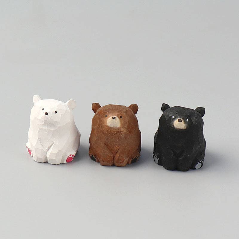 Handcrafted Wooden Bear Ornament: Black