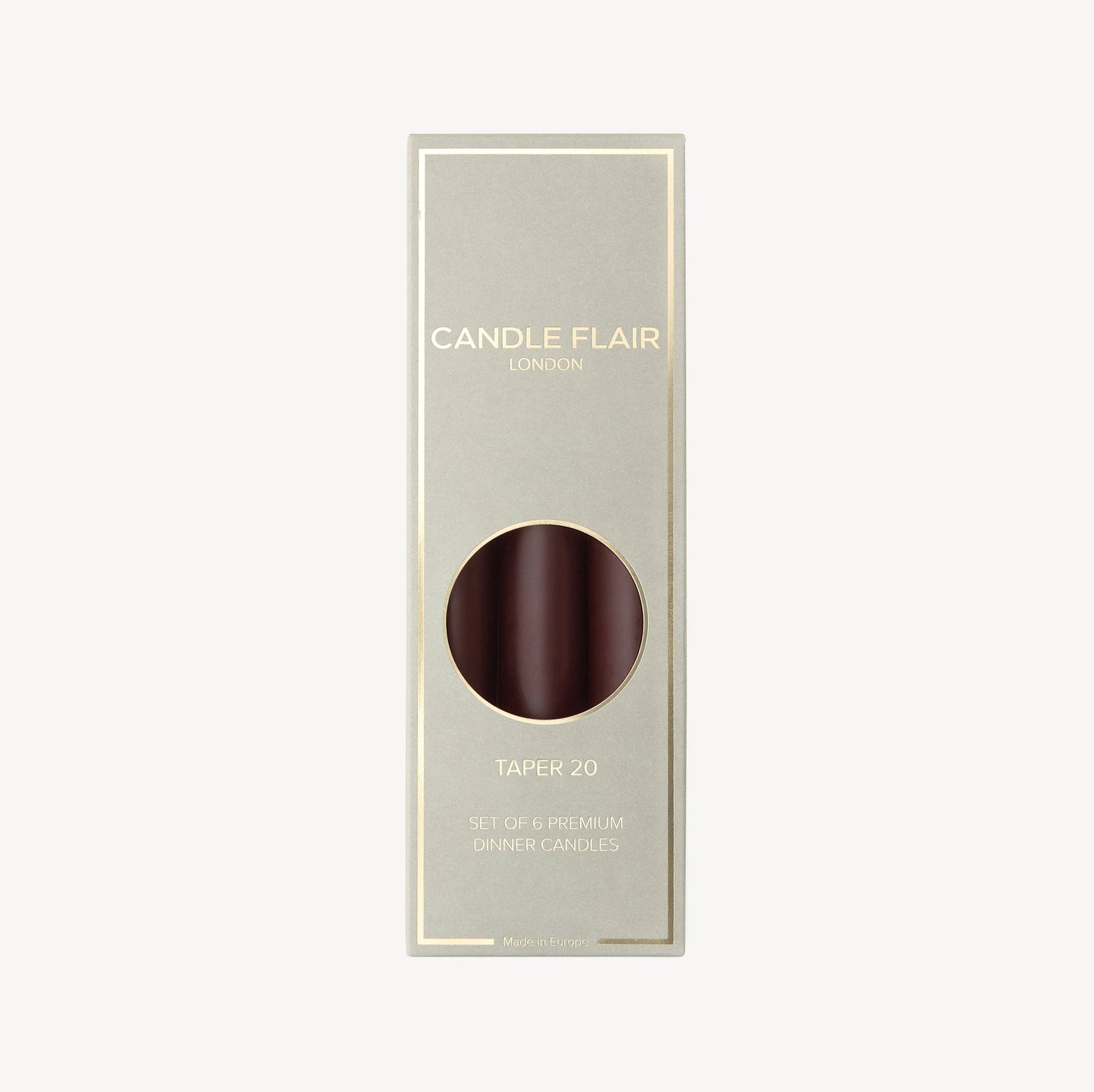 Box of 6 Candles - Taper 20 - Espresso Brown