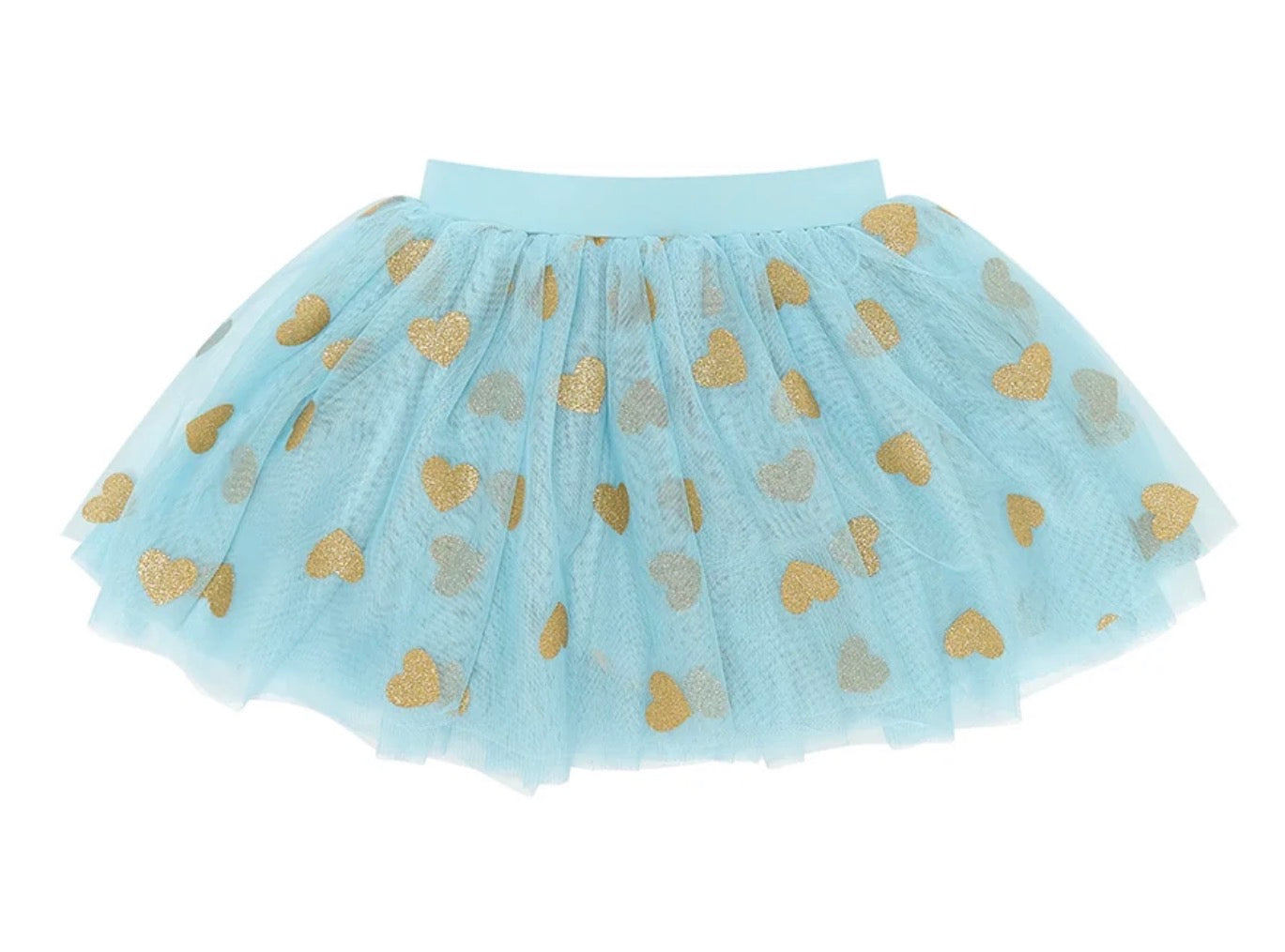 Duck Egg Tutu with Gold Glitter Hearts