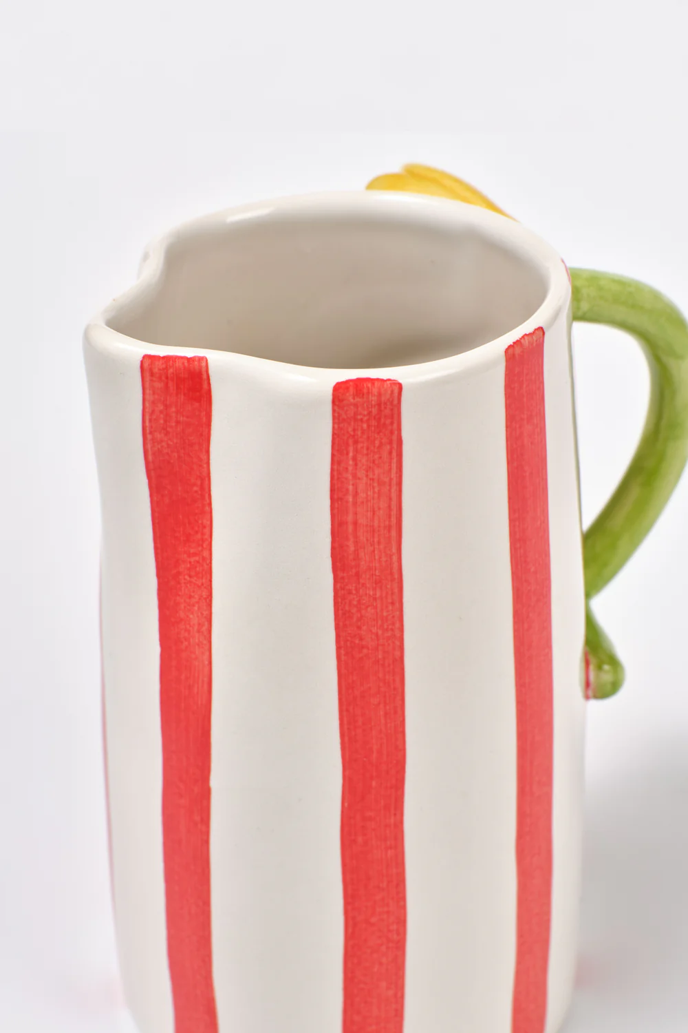 Hand painted Tulip Jug - Bold Red Stripe