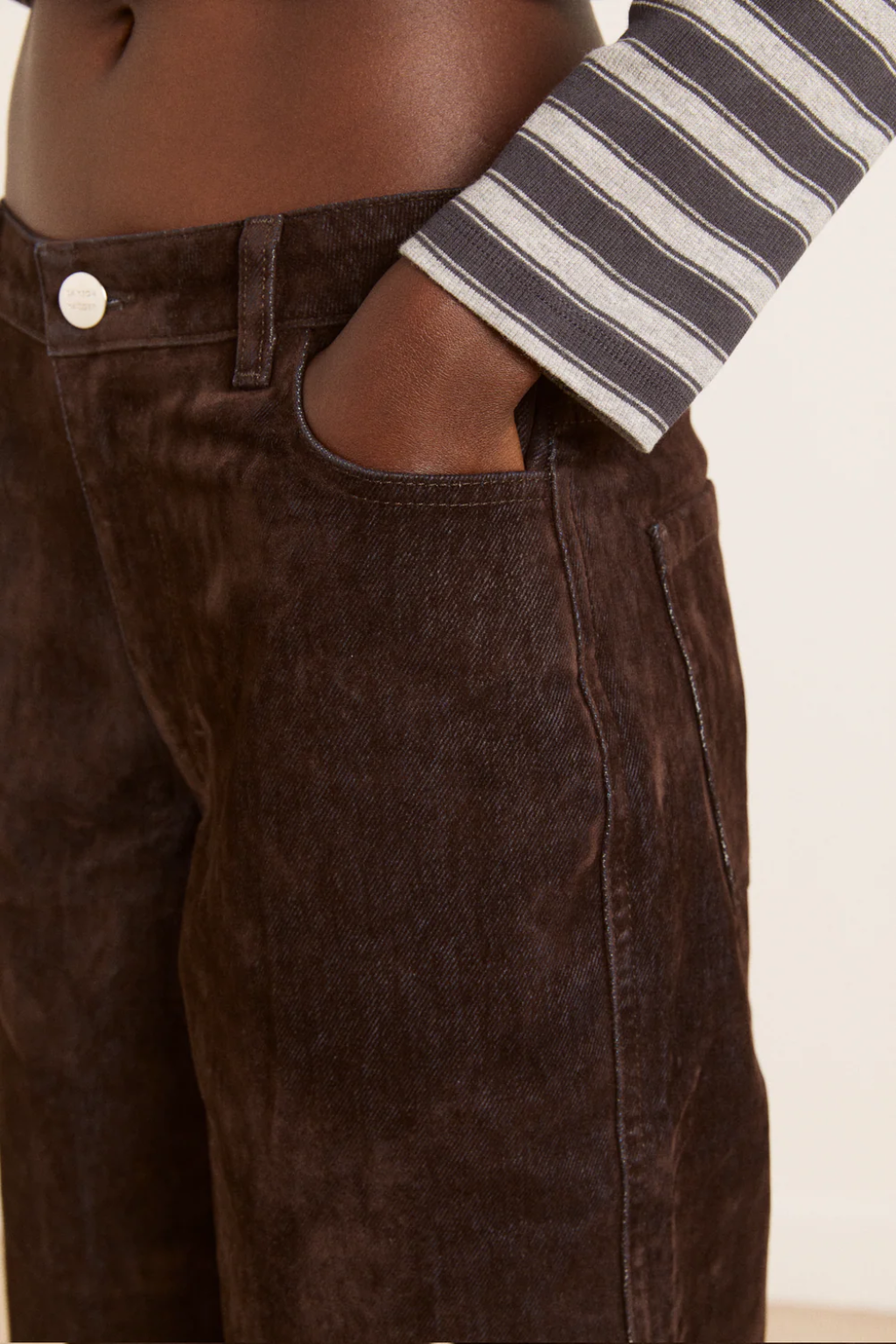 Drew Flocked Denim Jeans - Bitter Chocolate