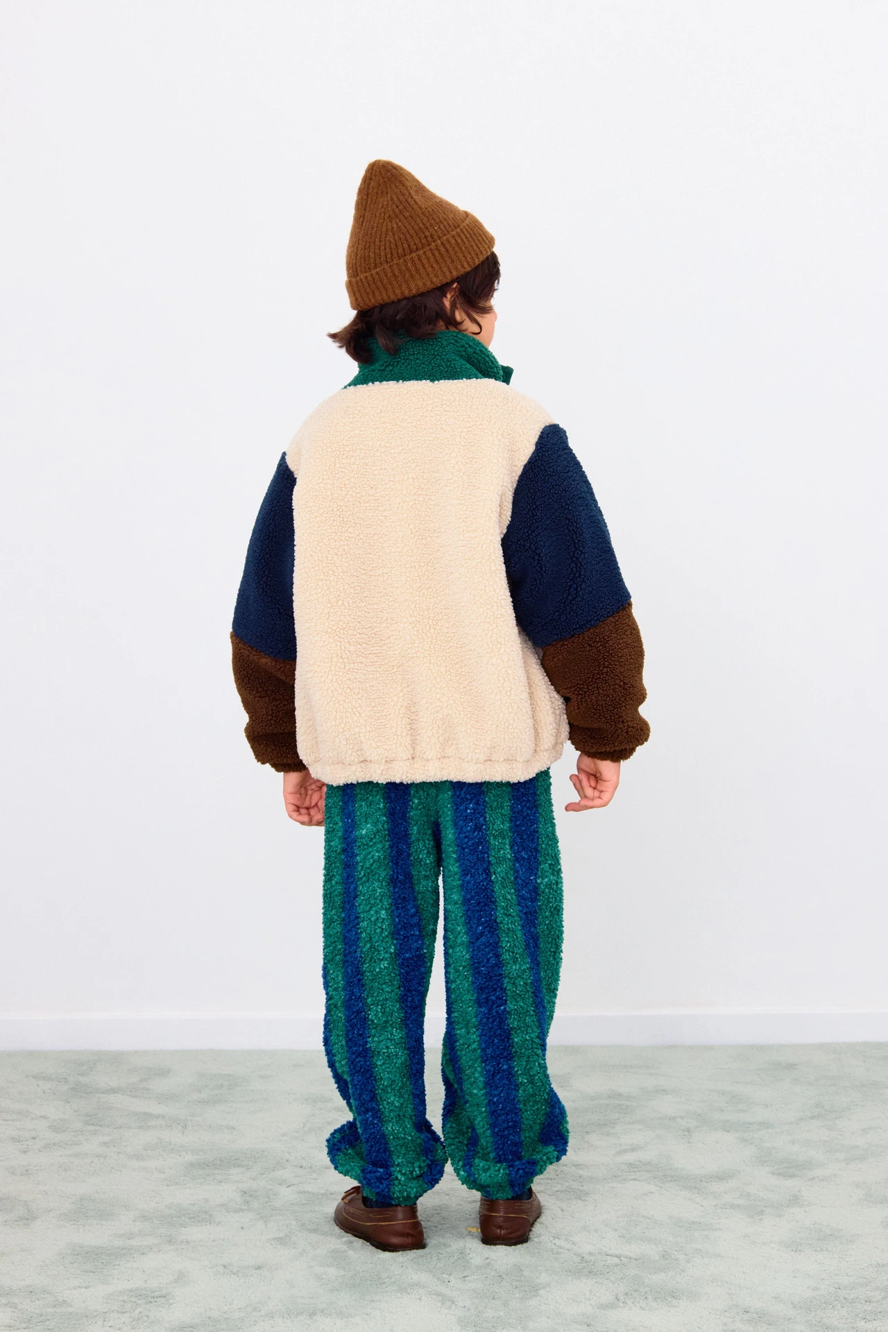 Colour Block Polar Sherpa Jacket - Dark Green