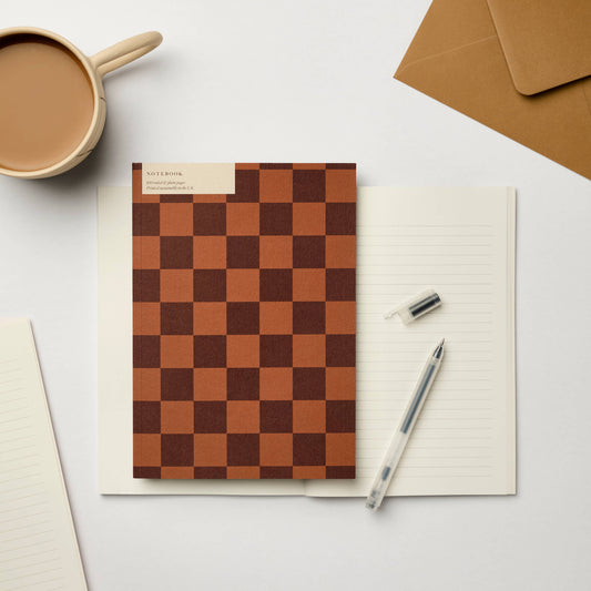 A5 Brown Checkerboard Ruled + Plain Notebook