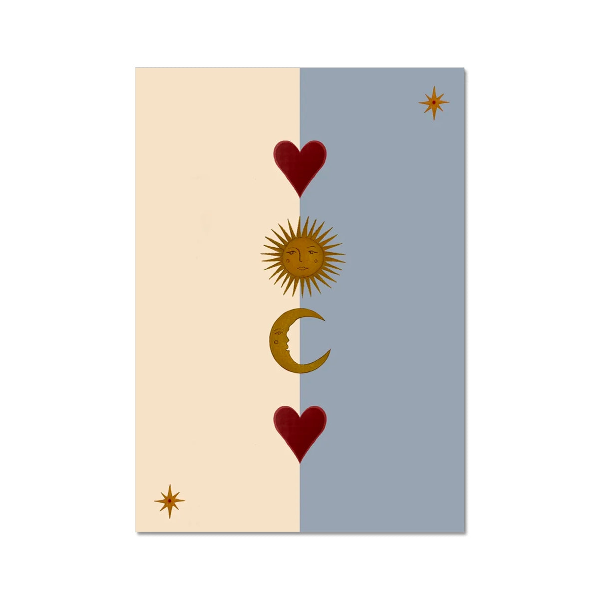 Sun, Moon & Heart - Blue A3