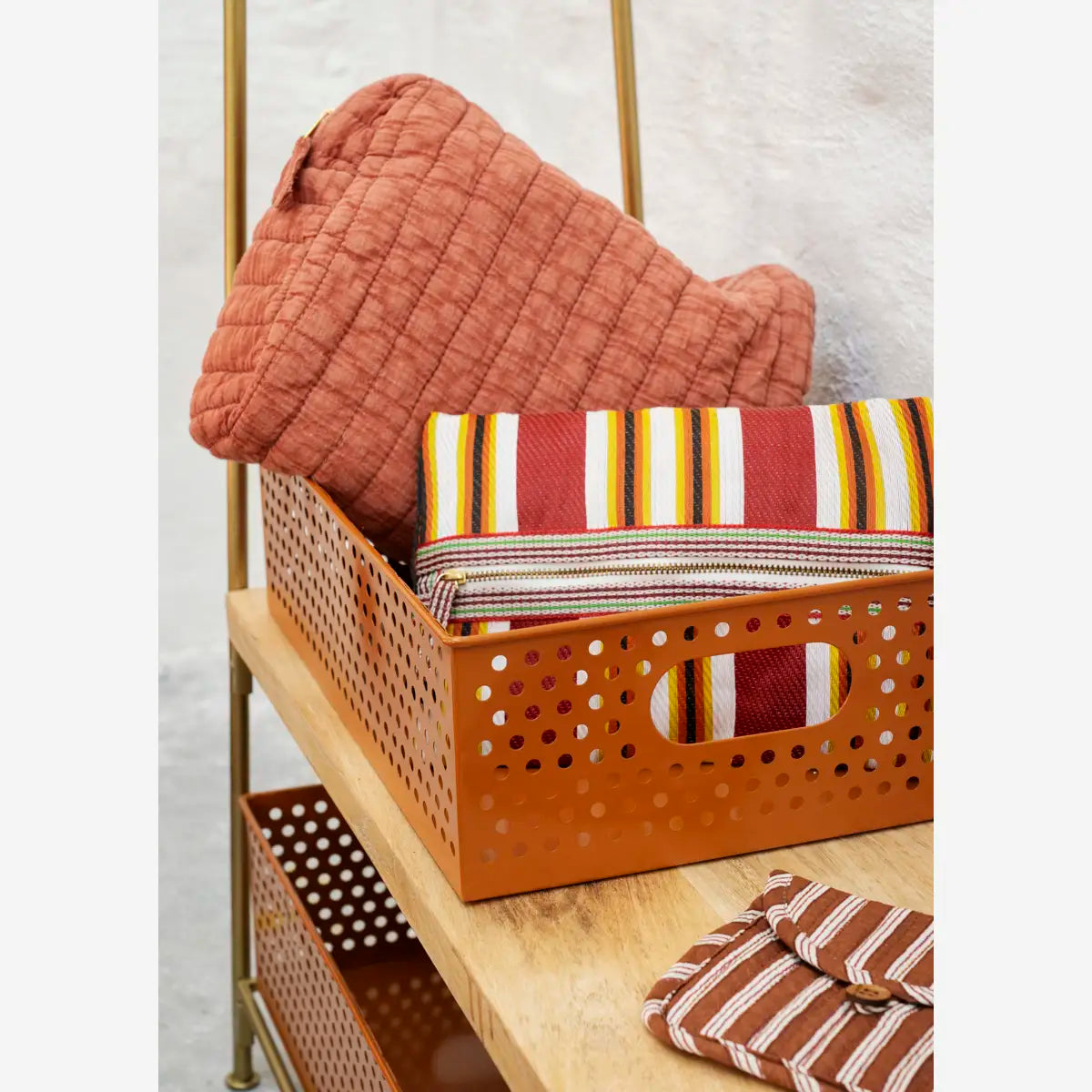 Quilted Wash Bag - Brick