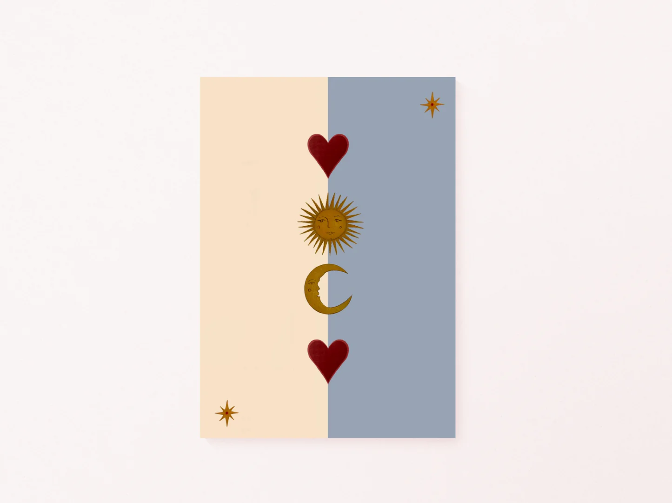 Sun, Moon & Heart - Blue A3