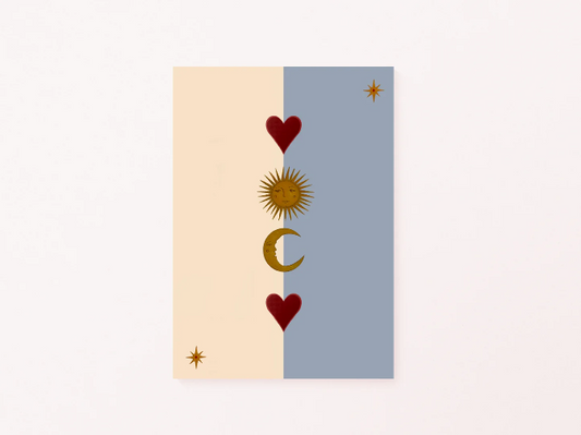 Sun, Moon & Heart - Blue A3