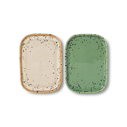 70’s Ceramic: Small Trays Crayon Set Of 2