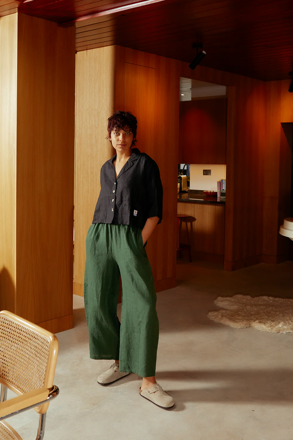 Basic Linen Trousers - Hunter Green