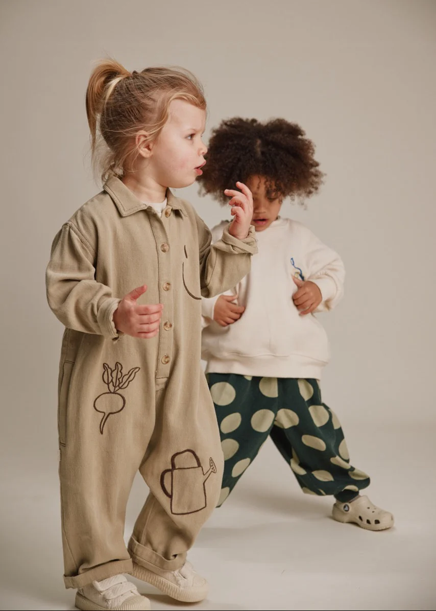 Quinn Olive Allotment Embroidered Overalls