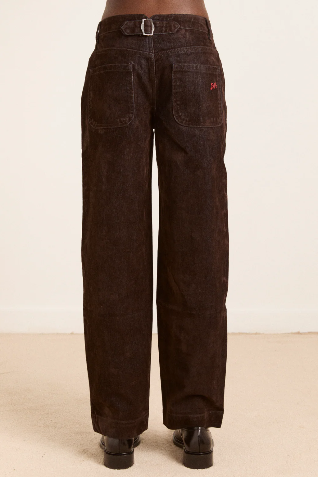 Drew Flocked Denim Jeans - Bitter Chocolate