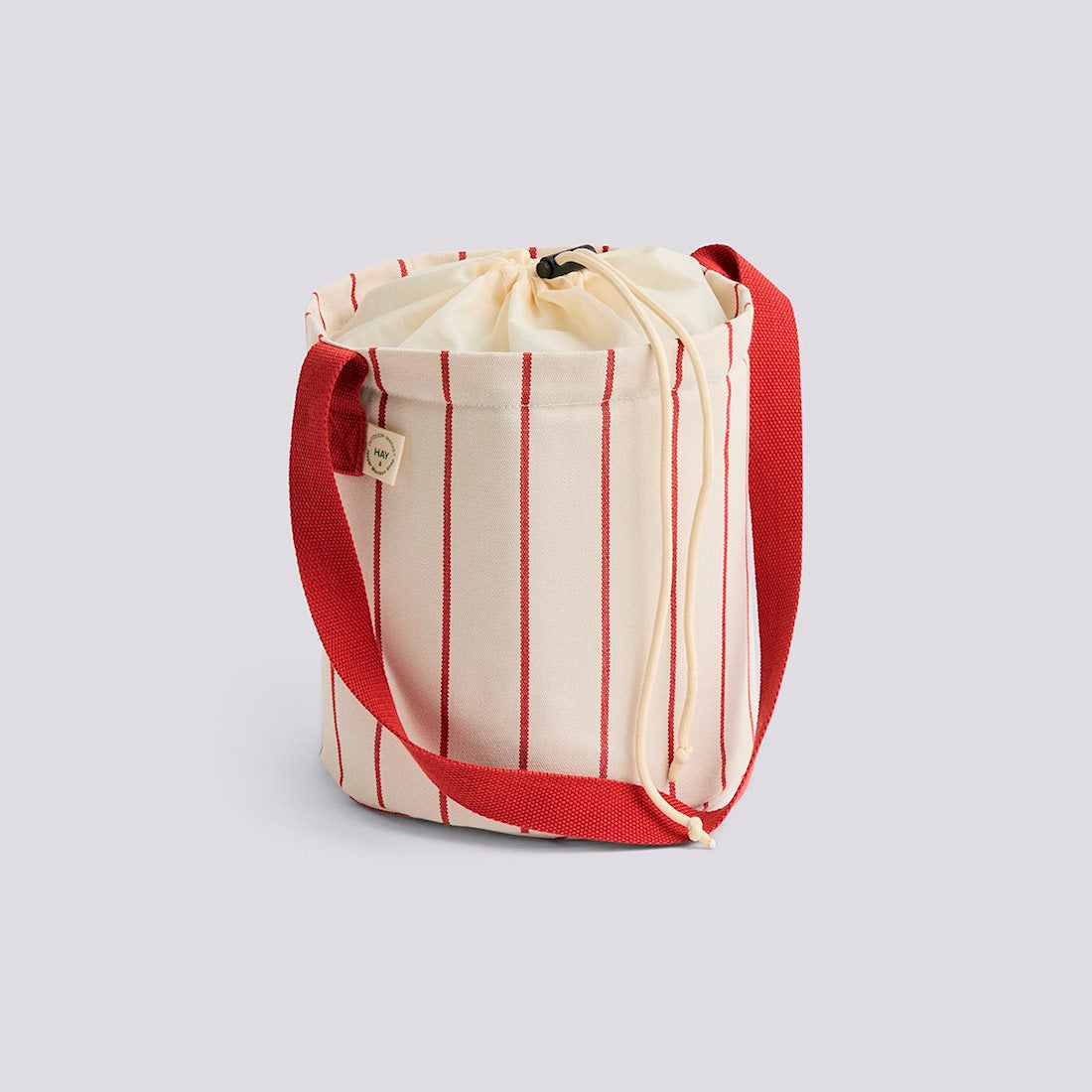 Outdoor Market Bottle Bag Medium - Beige With Red Stripes