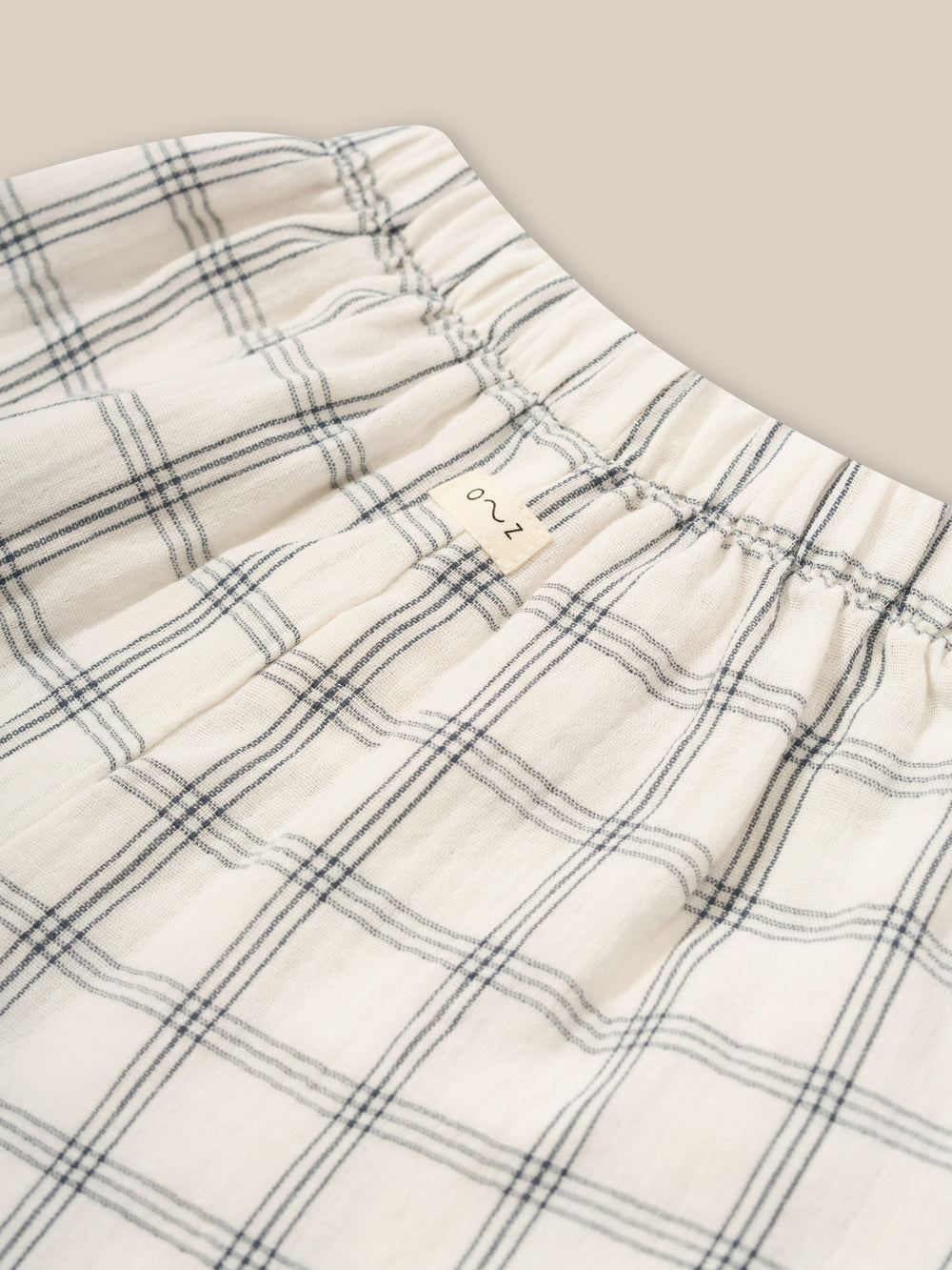 Navy Window Check Wide Leg Pants