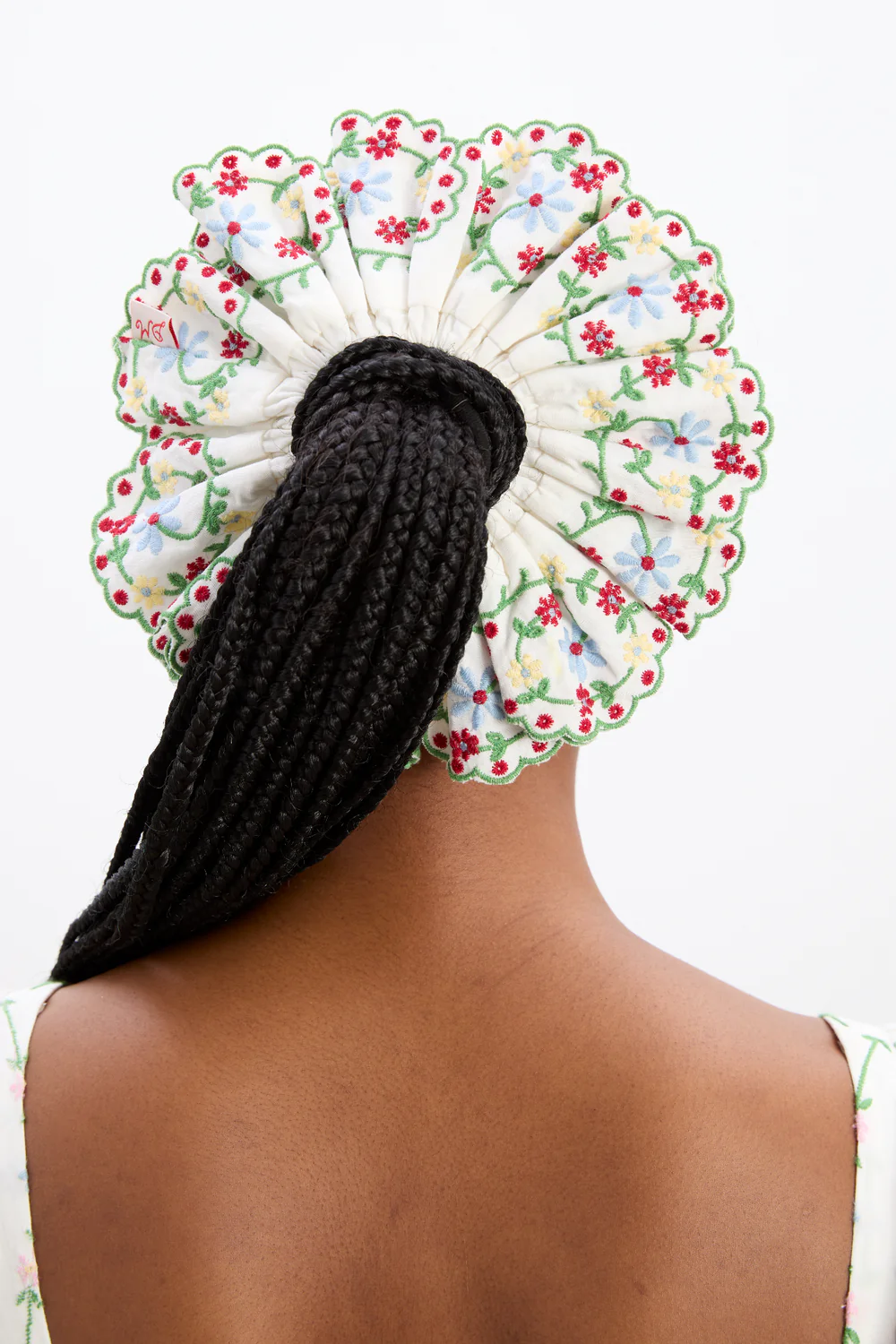 Lulu Embroidered Scrunchie - Rose Embroidery