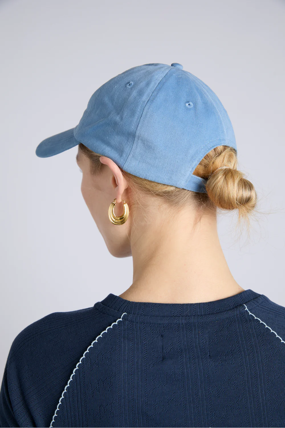 Smiley Washed Cap - Blue With Navy Embroidery