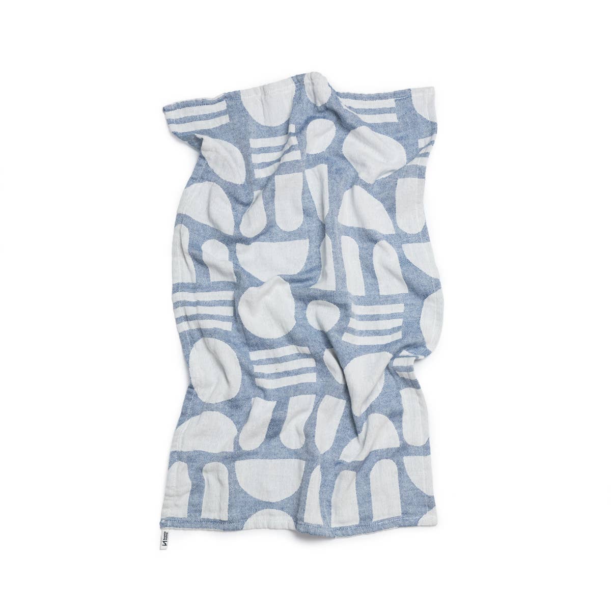 Designer Cotton Tea Towel: Stack the Dishes Cobalt