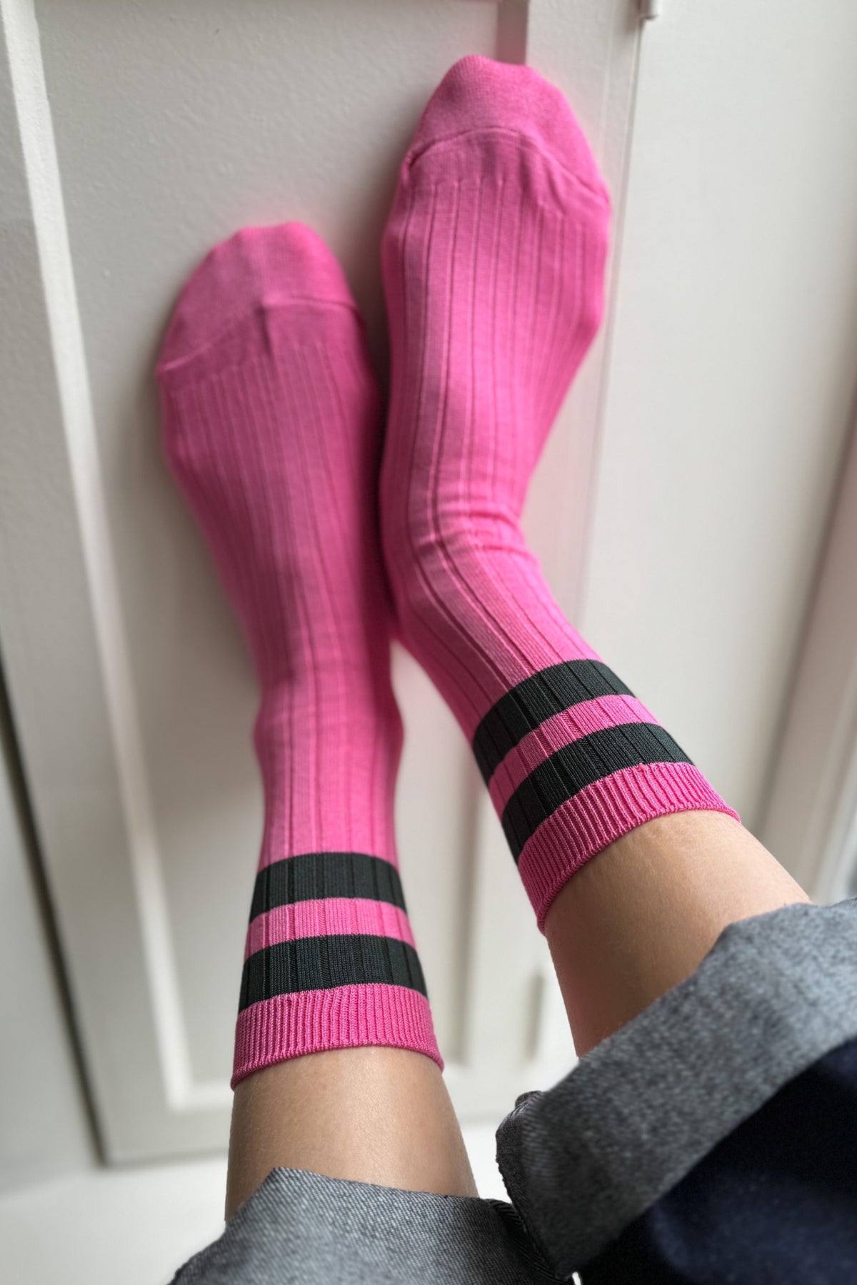 Her Socks Varsity - Pink & Green