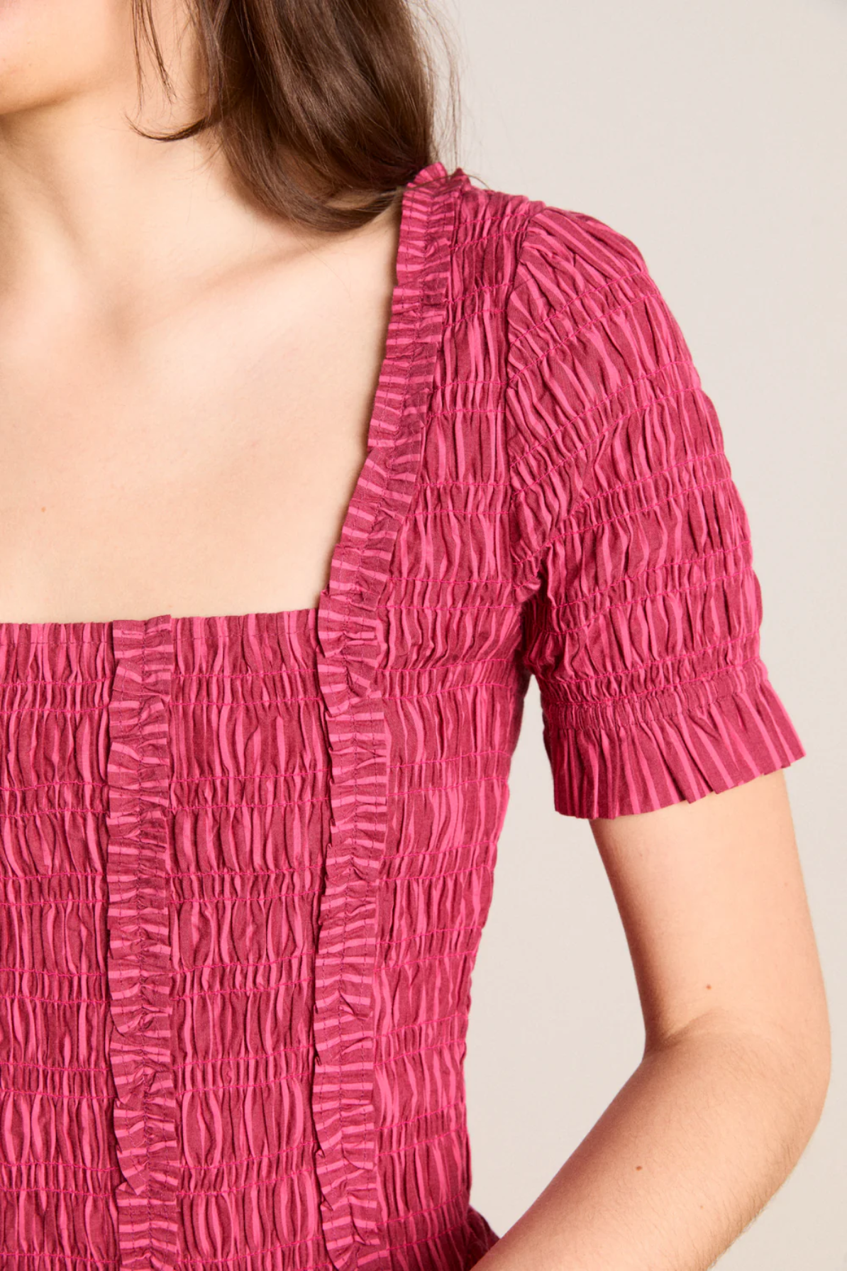 Raphaela Ruffle Midi - Berry Business Stripe