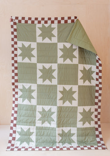 Quilted Cotton Throw - Celestial Checkerboard