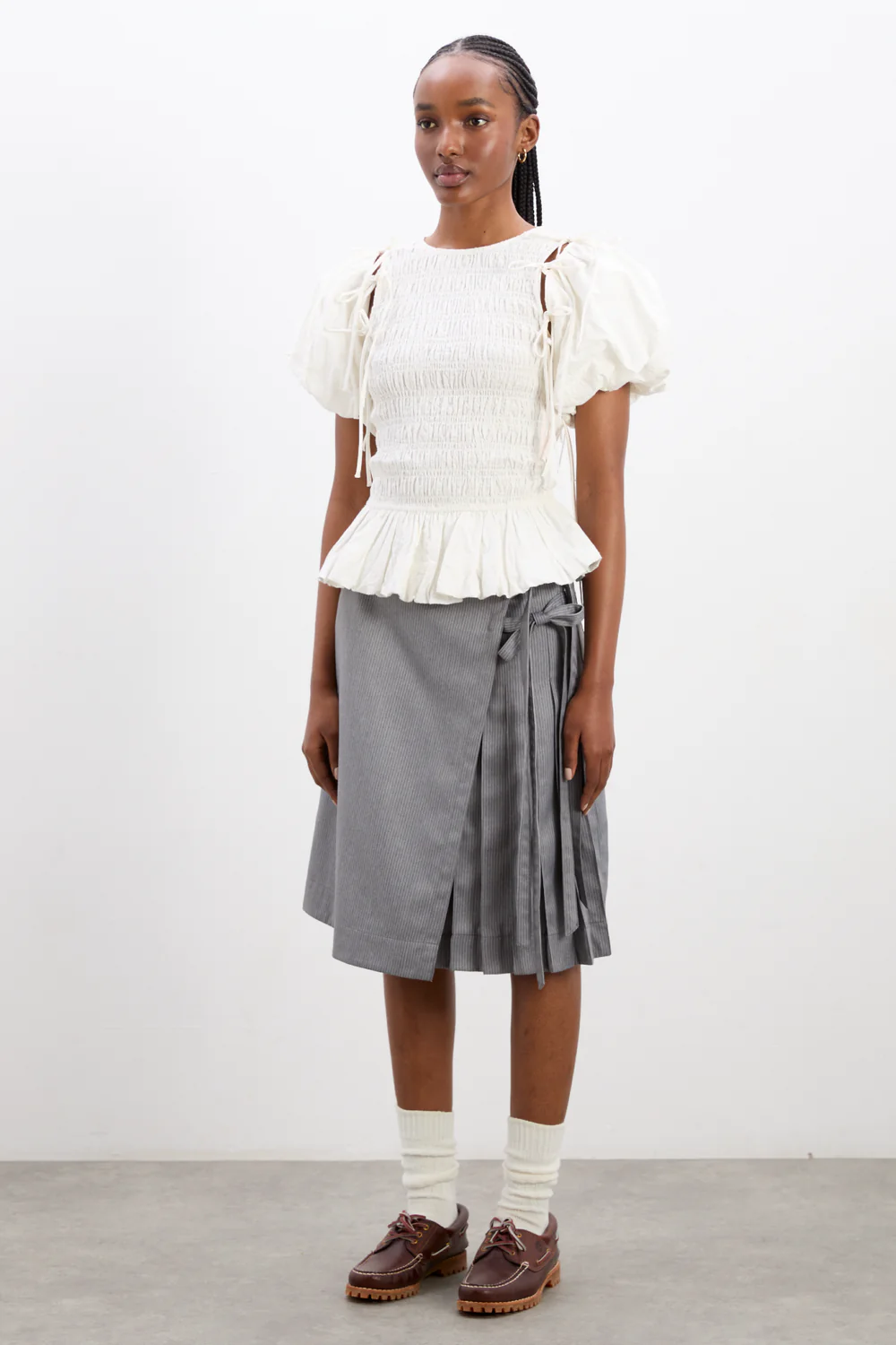 Becca Blouse - White Broidery Sleeves