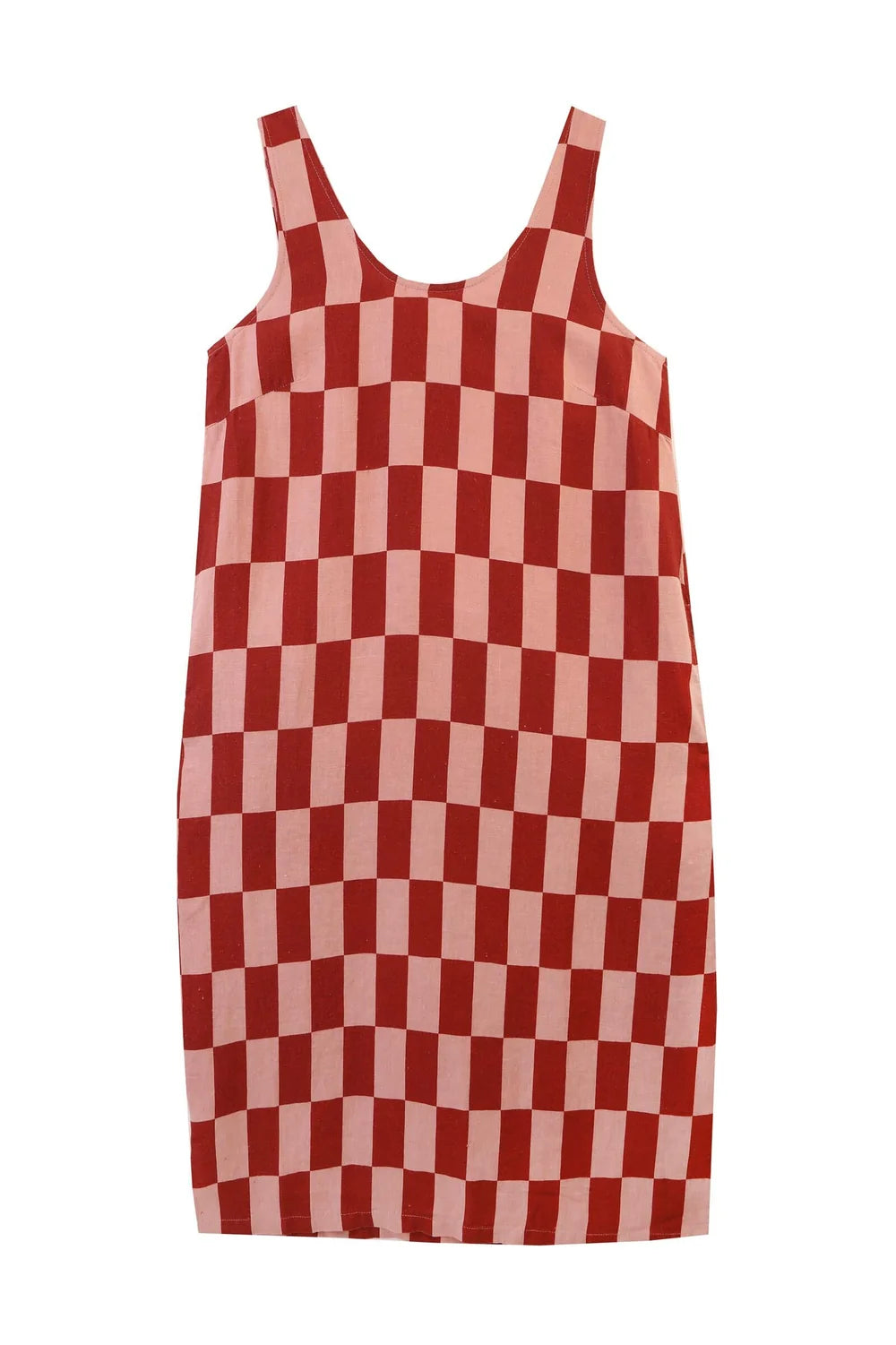 Printed Linen Slip Dress - Brick