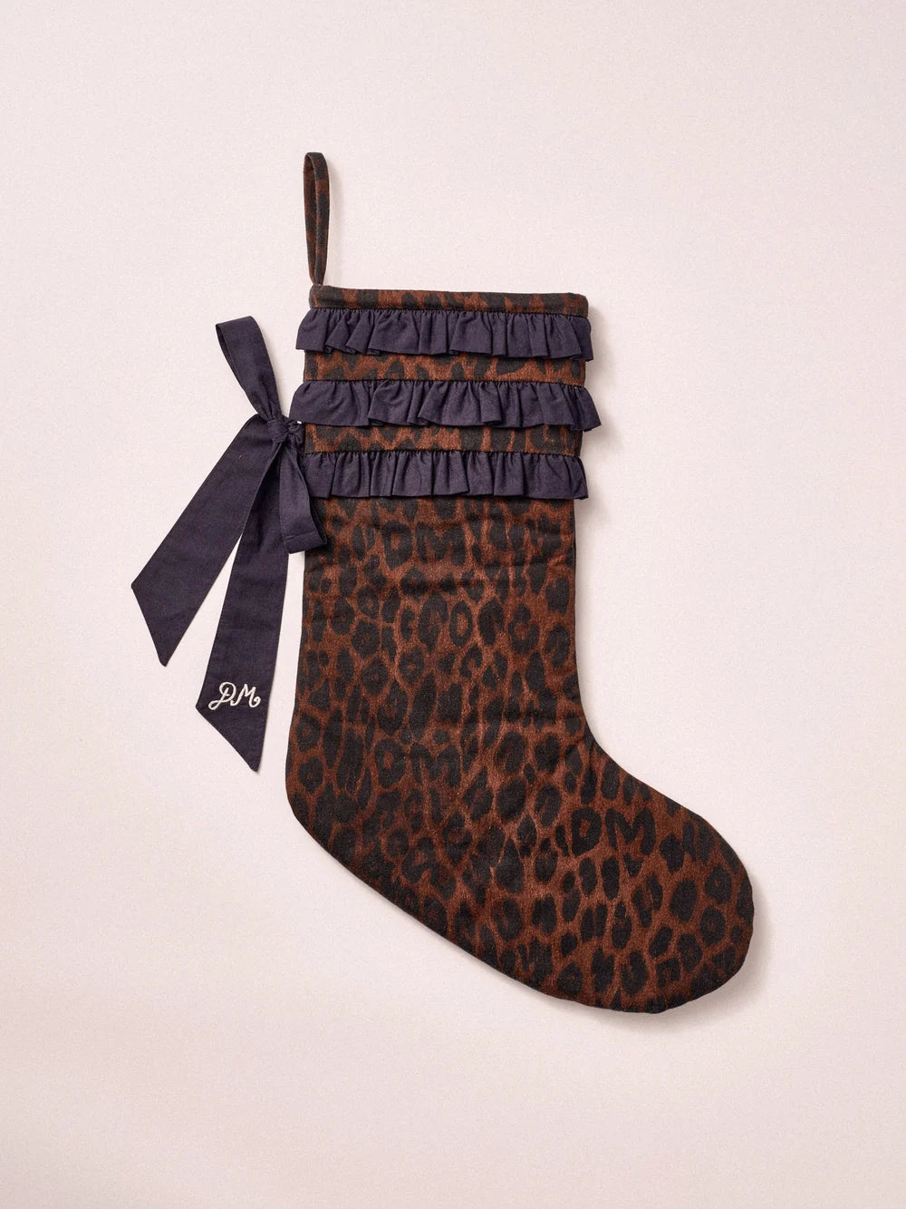 Christmas Stocking With Frills - Dark Leopard
