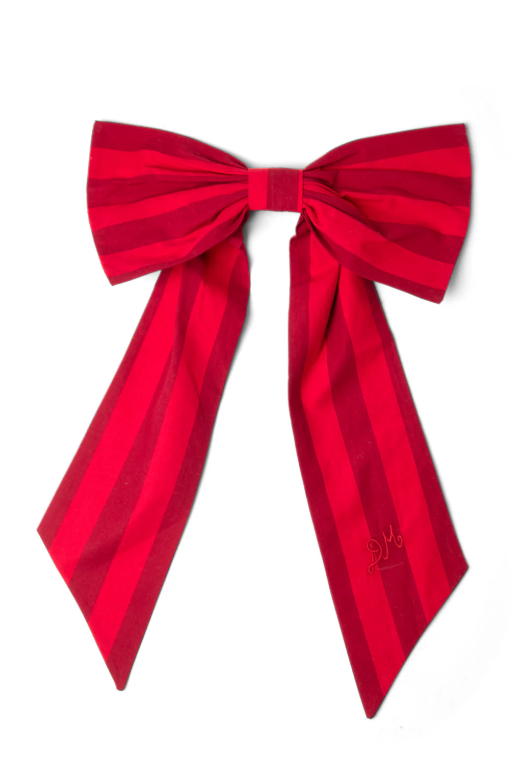 Oversized Bow Clip - Red & Burgundy Stripe