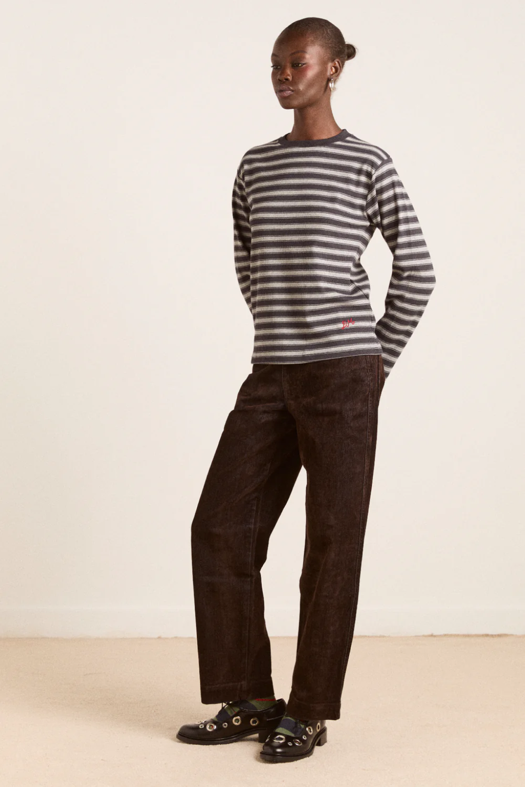 Drew Flocked Denim Jeans - Bitter Chocolate