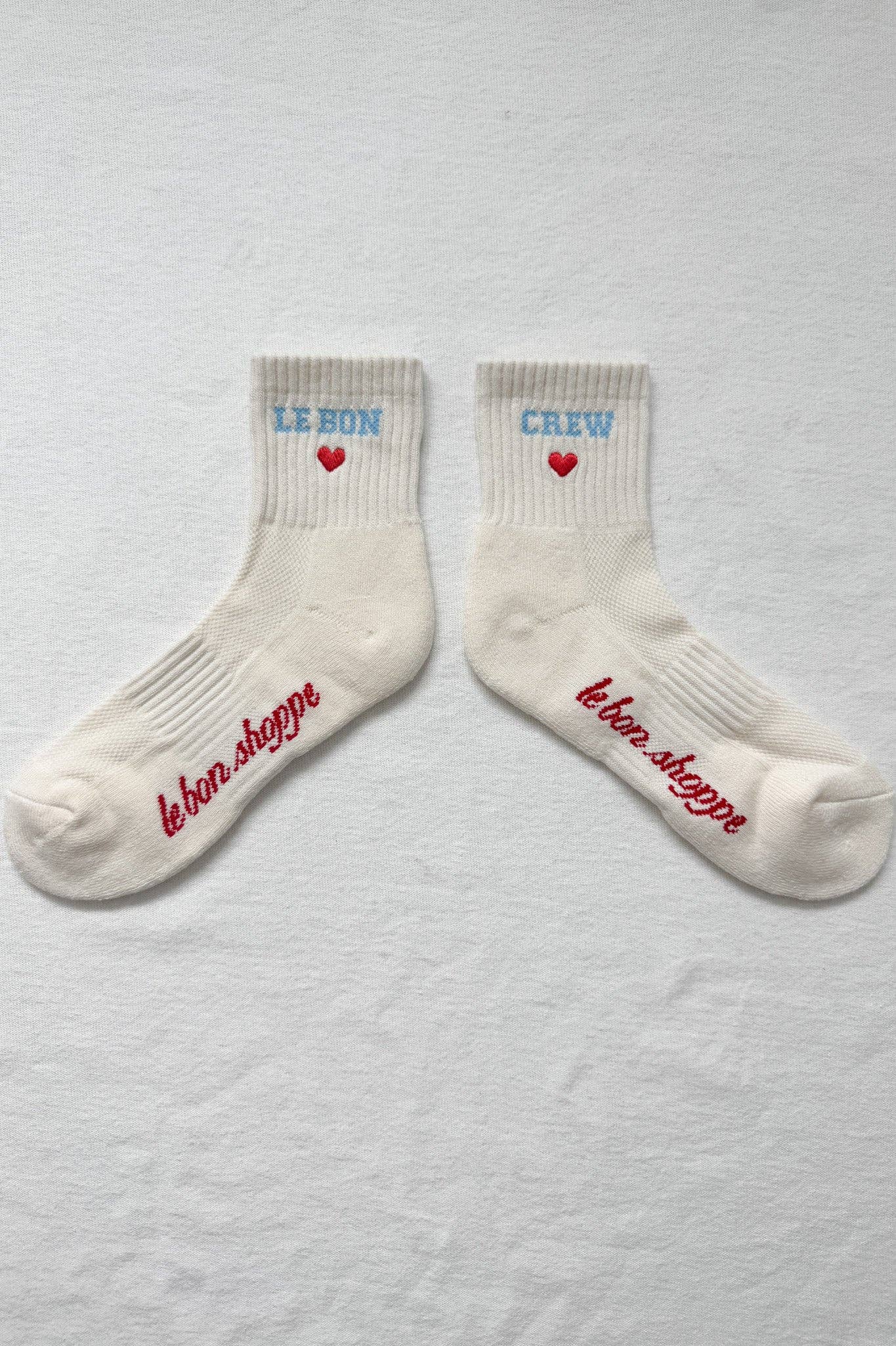 Embroidered Crew Socks - Vanilla