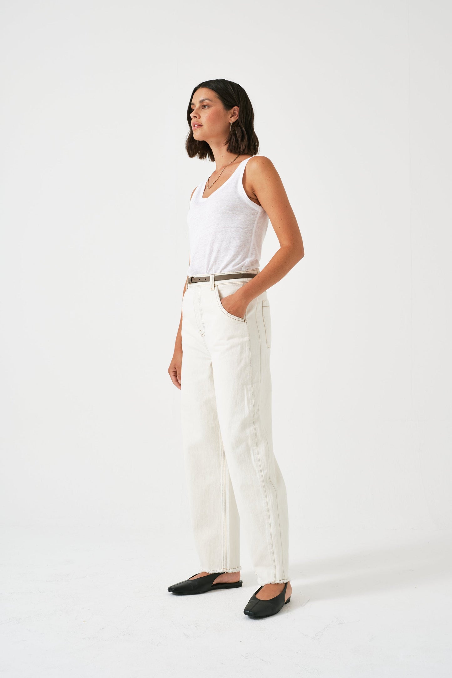Bo Barrel Leg Jeans - Ecru