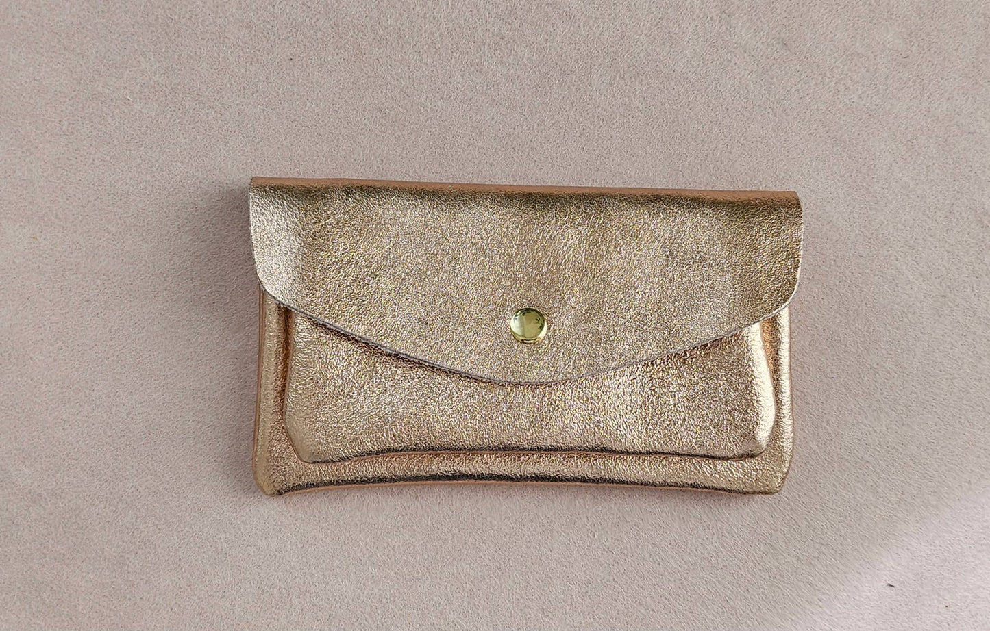 Kangaroo double pocket leather wallet: Nude