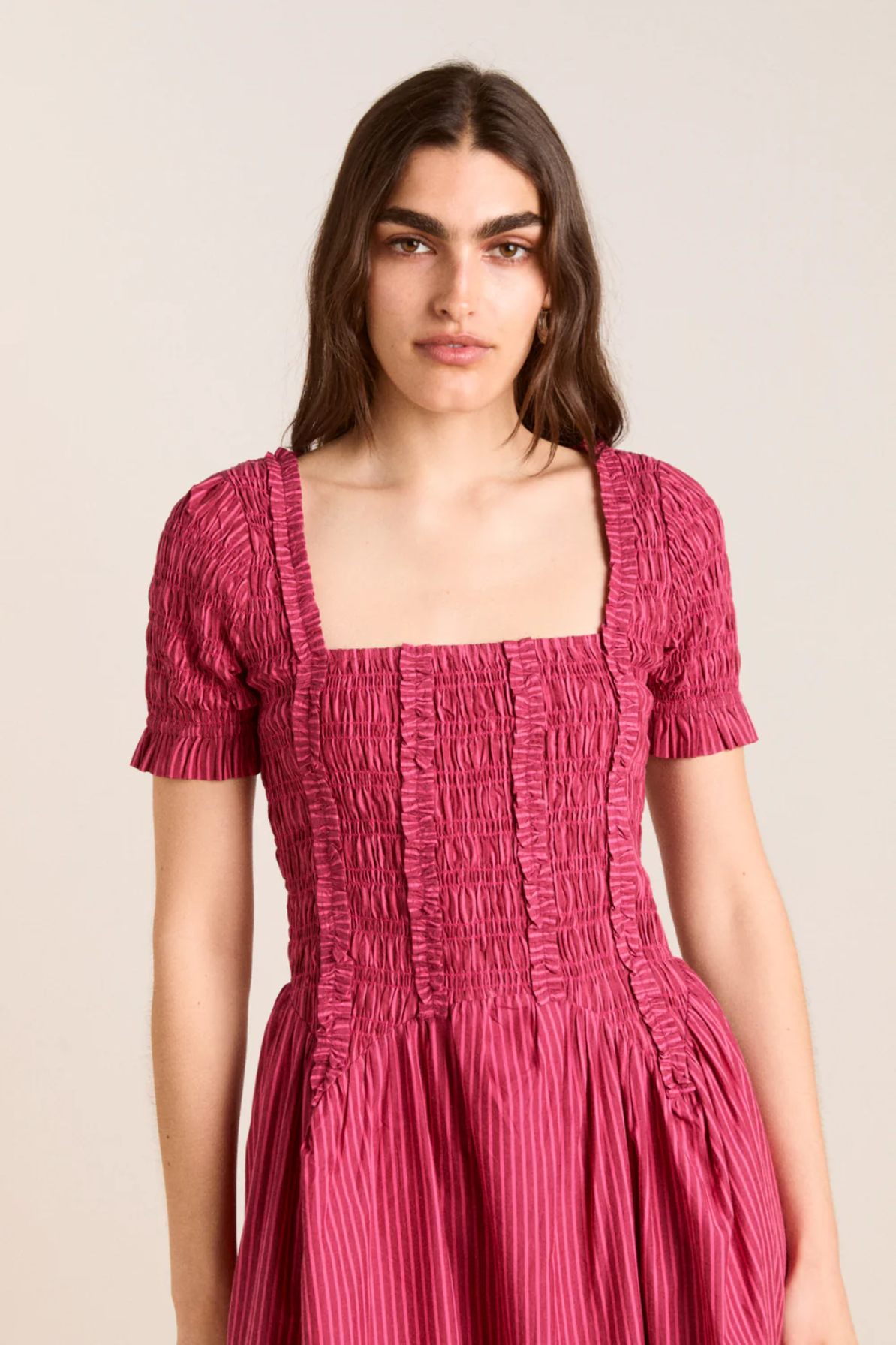 Raphaela Ruffle Midi - Berry Business Stripe