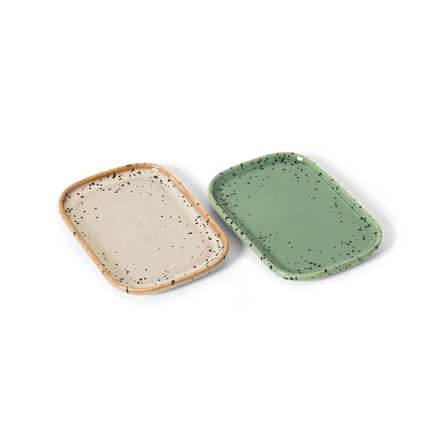 70’s Ceramic: Small Trays Crayon Set Of 2