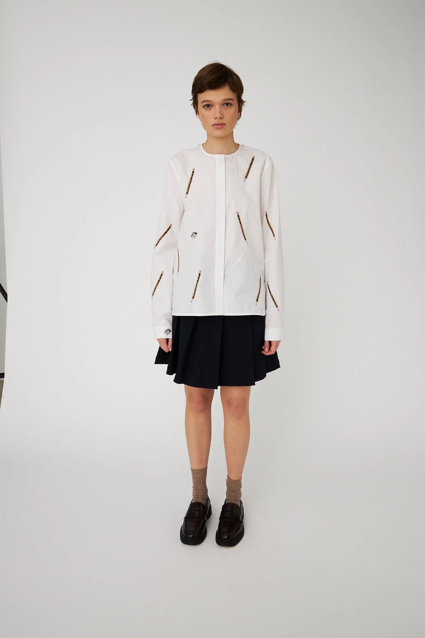 Embroidered Cotton Bow Blouse