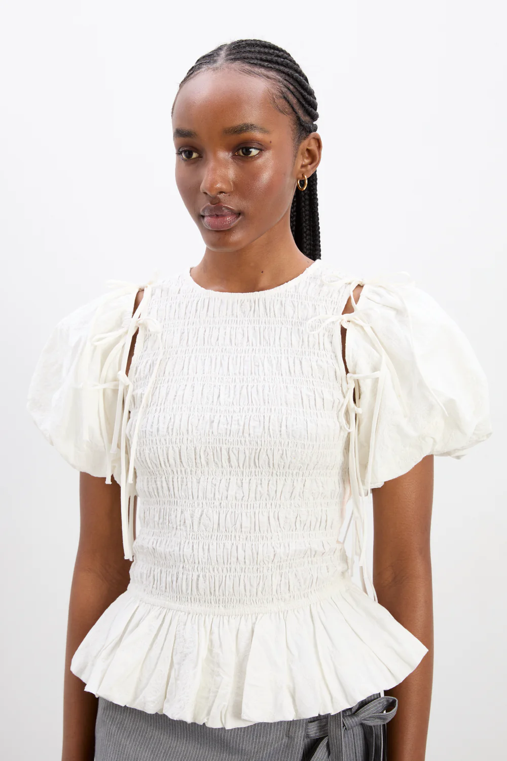 Becca Blouse - White Broidery Sleeves
