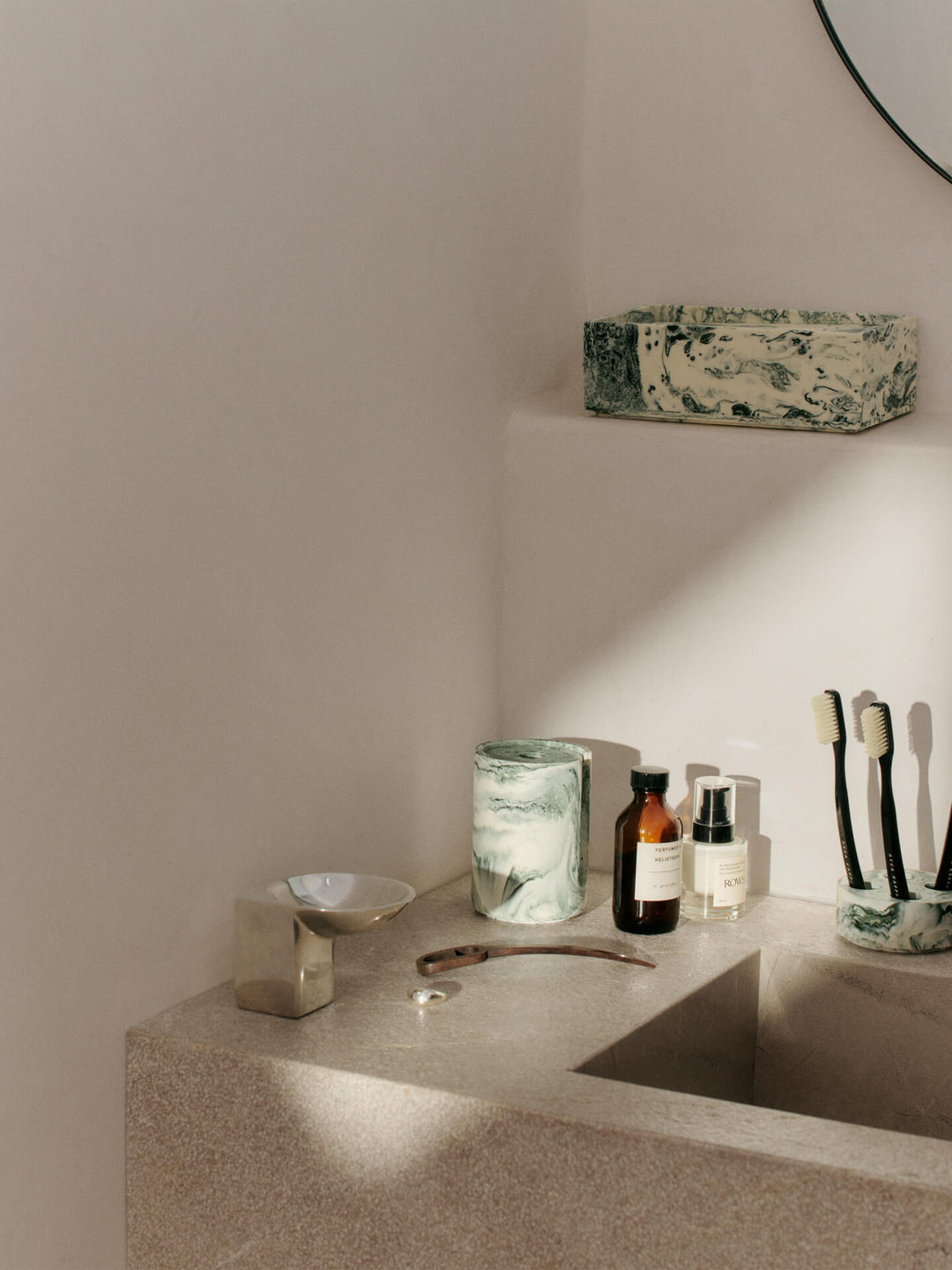 Mist Tissue Box - Emerald Off-White