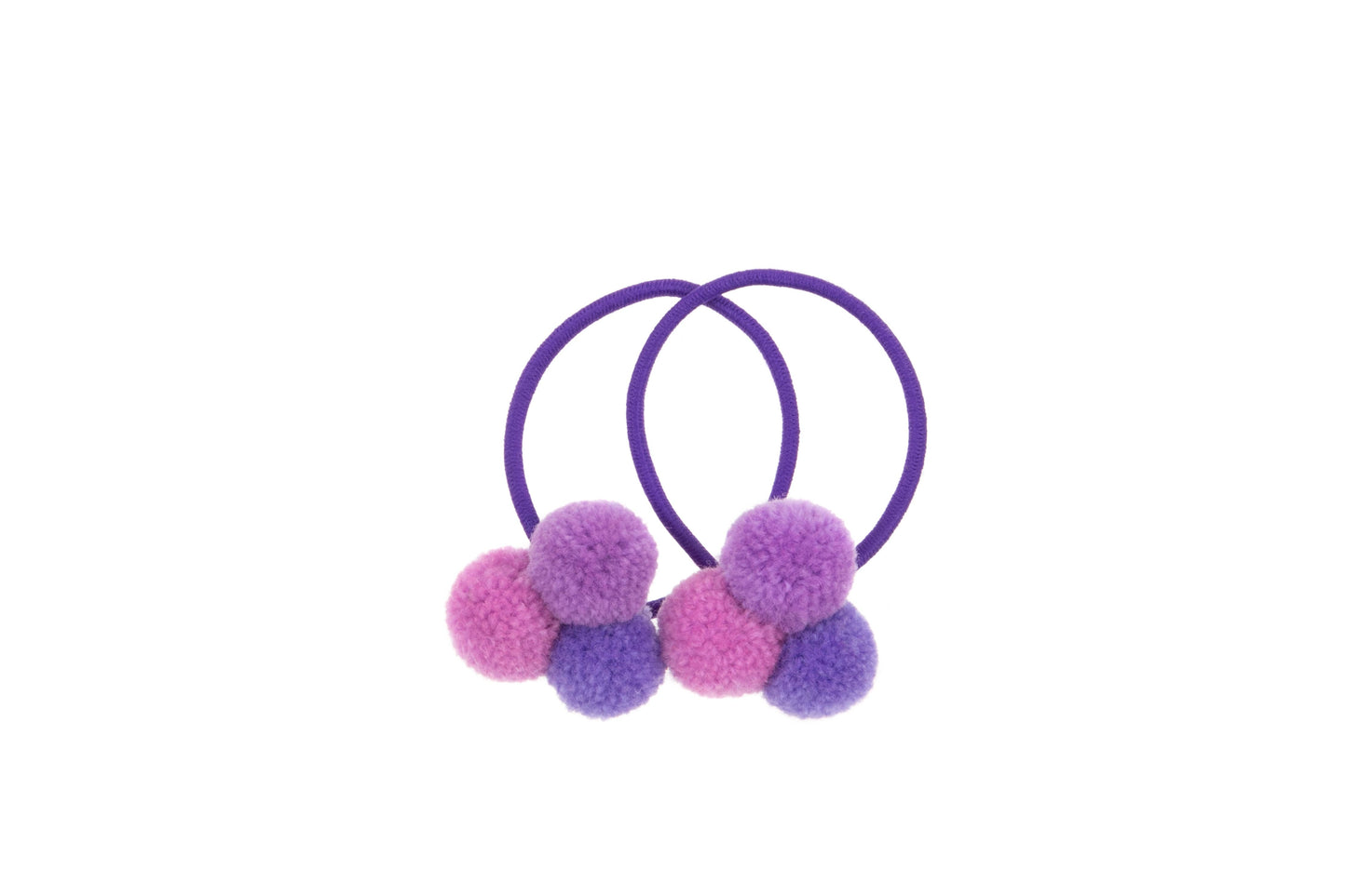 Mini Pom Pom Hair Bobble Trio - Lilac