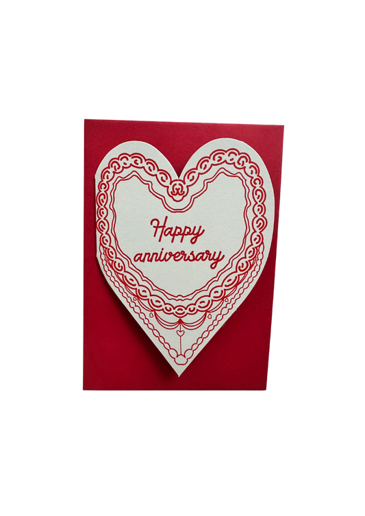 Happy anniversary retro letterpress cake card