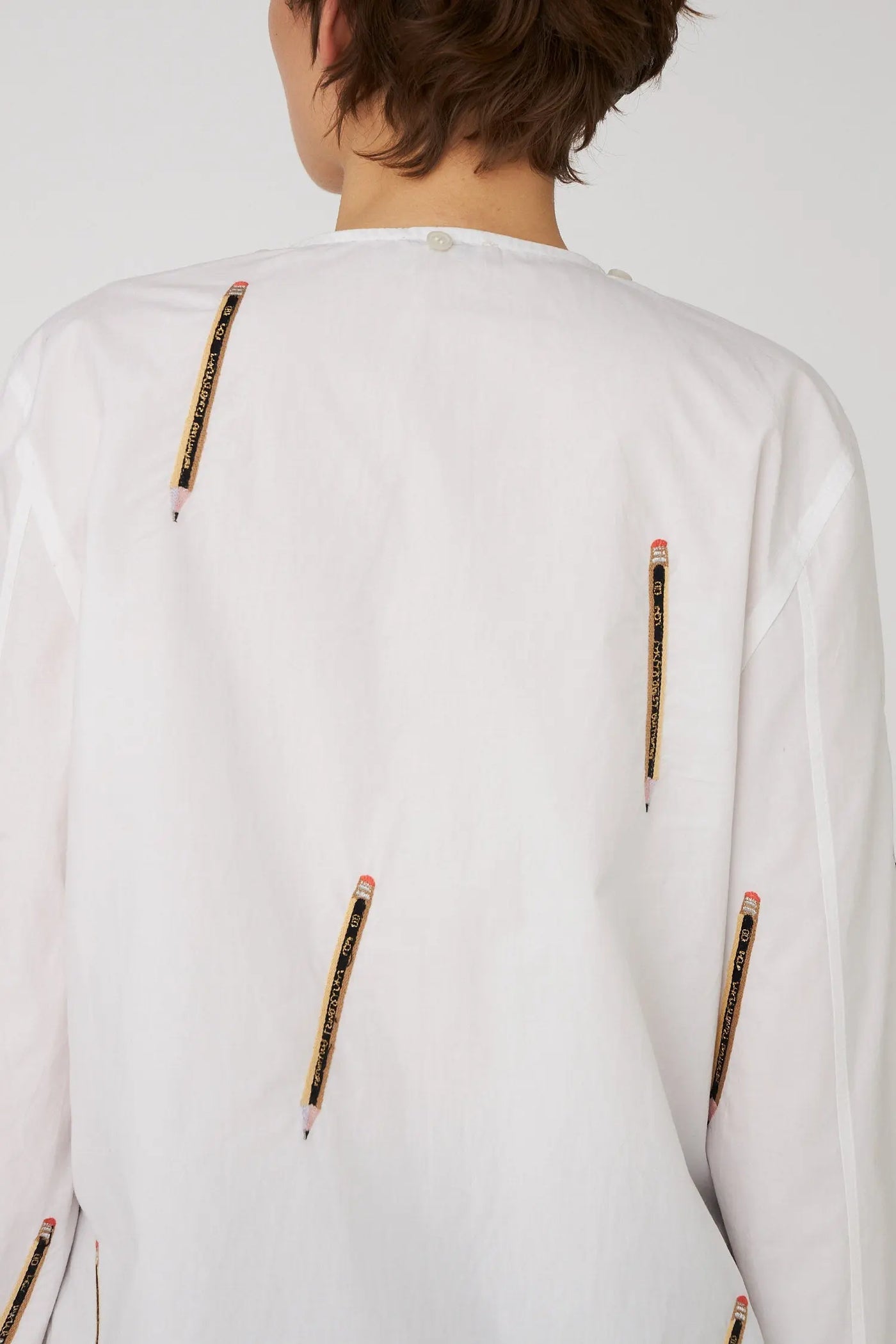 Embroidered Cotton Bow Blouse