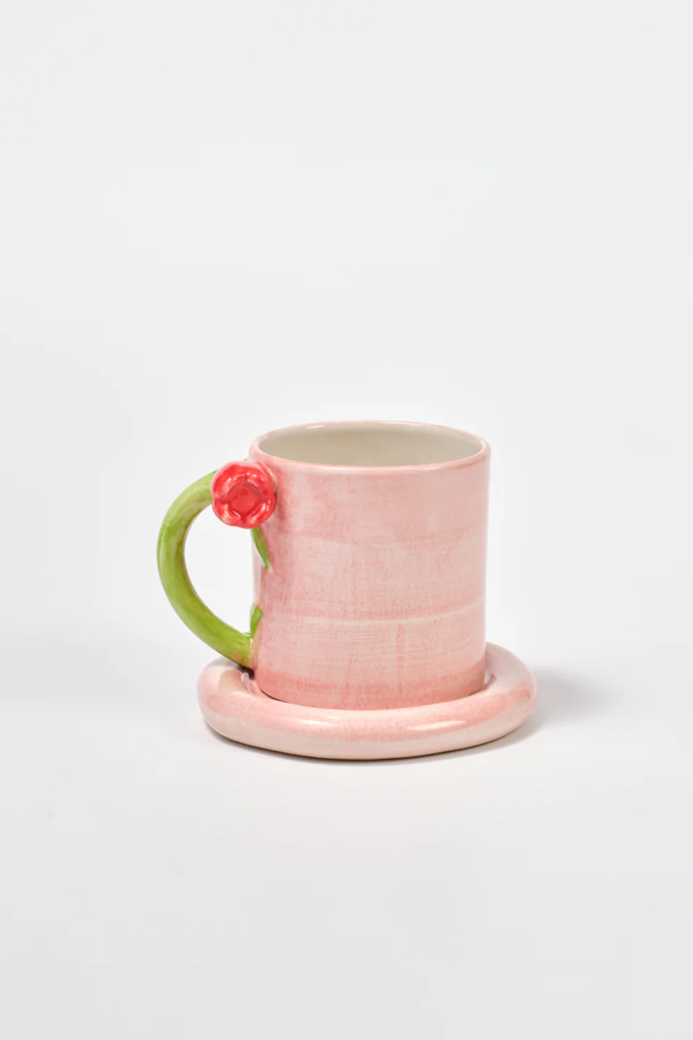 Hand Painted Tulip Handle Mug - Pink
